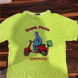 ROMWE Lime Green Death Pizza Graphic Tee